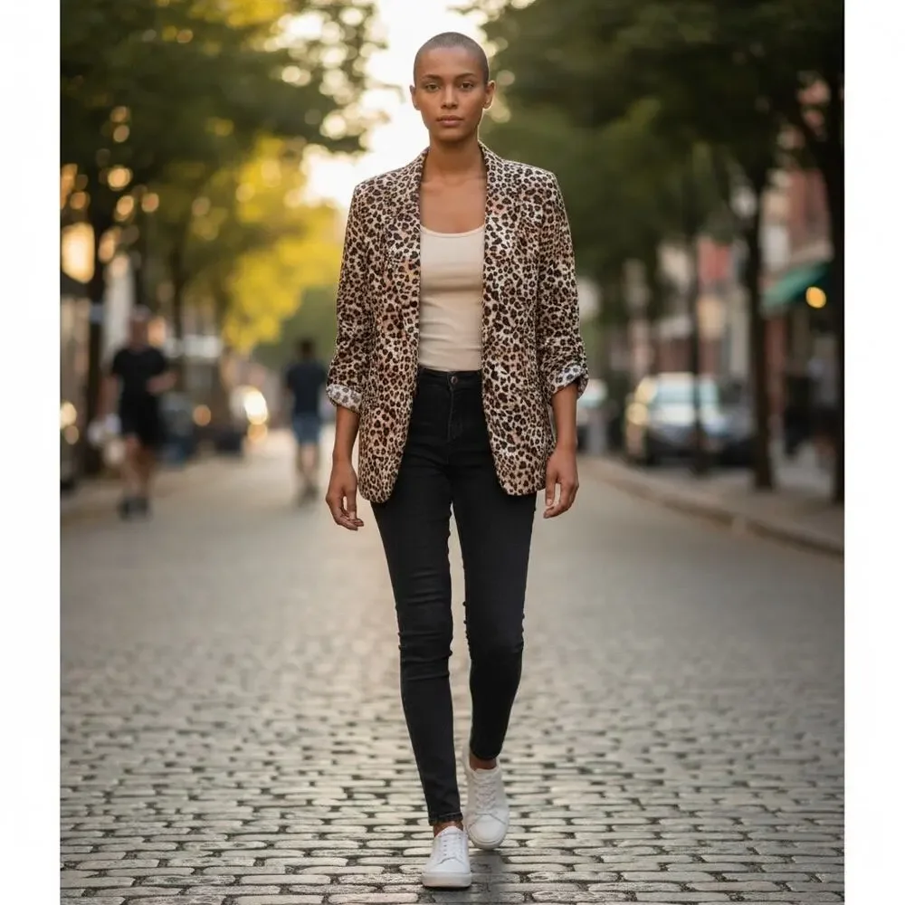 Maxim Studio leopard Print Blazer Fully lined Size Large NWT - Picture 2 of 8